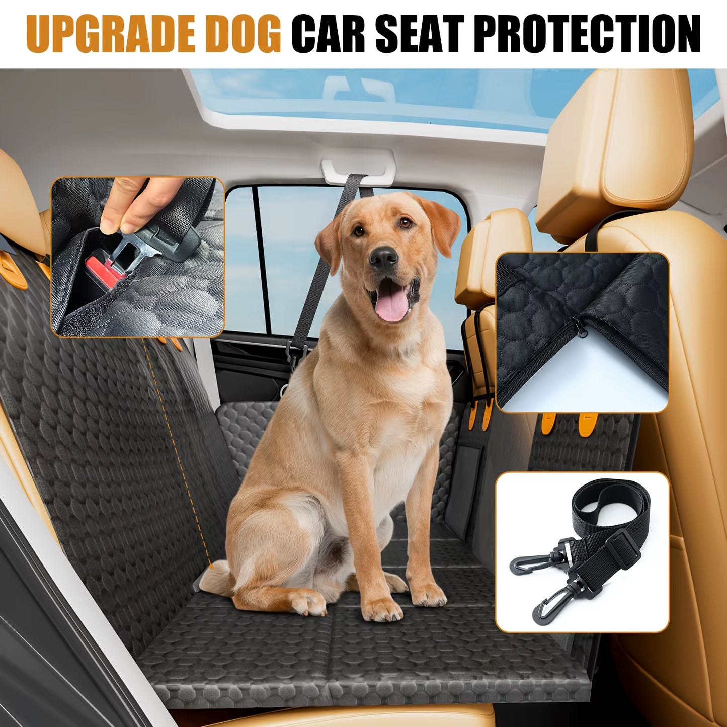 Dog Car Seat Cover for Back Seat, Hard Bottom Back Seat Extender for Dogs,Car Seat Cover,Dog Car Seat,Dog Hammock for Car ,Car